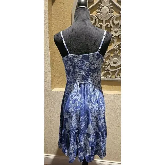 Ana Coastal Cowgirl/ Western S  Floral Print Strappy Sundress/ A-line Blue - Picture 4 of 5